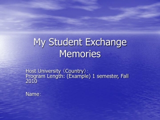 My Student Exchange Memories
