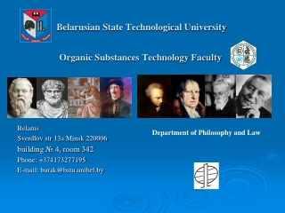 Belarusian State Technological University Organic Substances Technology Faculty