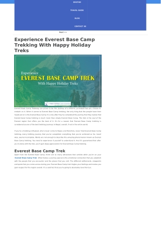 Experience Everest Base Camp Trekking With Happy Holiday Treks