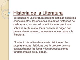 Historia de la Literatura