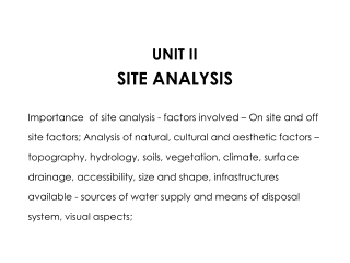 UNIT II SITE ANALYSIS