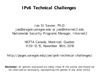 IPv6 Technical Challenges