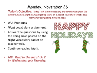 WU: Pronouns Night vocabulary assignment.