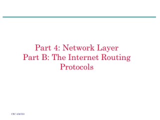 Part 4: Network Layer Part B: The Internet Routing Protocols