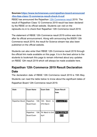 Rajasthan board has announced the class 12 commerce result :check it out