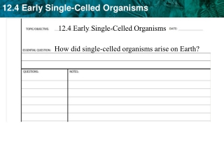 12.4 Early Single-Celled Organisms