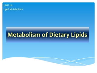 Metabolism of Dietary Lipids