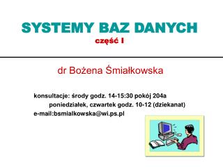 SYSTEMY BAZ DANYCH część I