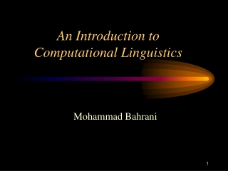 An Introduction to Computational Linguistics