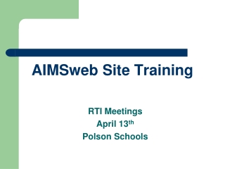 AIMSweb Site Training