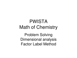 PWISTA Math of Chemistry