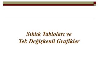 Sıklık Tabloları ve Tek Değişkenli Grafikler