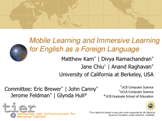 Mobile Learning and Immersive Learning for English as a Foreign Language