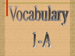 Vocabulary 1-A