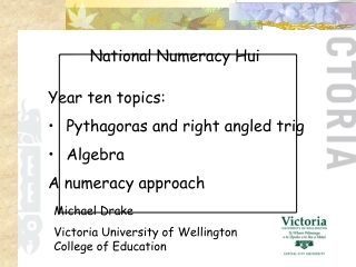 Year ten topics: Pythagoras and right angled trig Algebra A numeracy approach