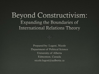 Beyond Constructivism: Expanding the Boundaries of International Relations Theory