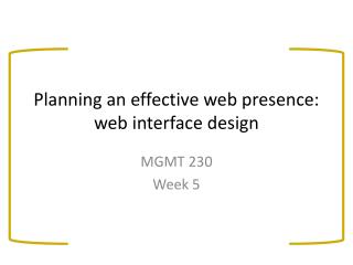 Planning an effective web presence: web interface design