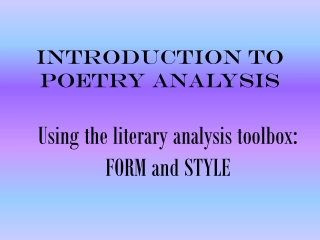 Introduction to Poetry Analysis