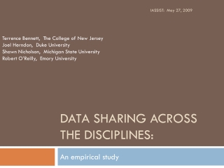 DATA SHARING ACROSS THE DISCIPLINES: