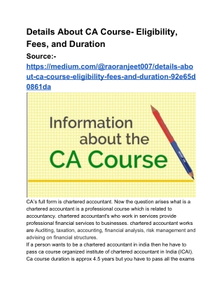 Details About CA Course