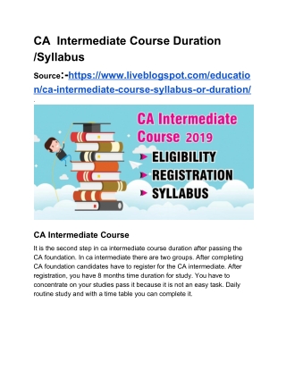 CA Intermediate Course Duration