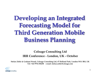 Developing an Integrated Forecasting Model for Third Generation Mobile Business Planning