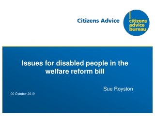 Issues for disabled people in the welfare reform bill