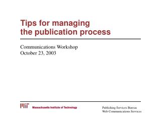 Tips for managing the publication process