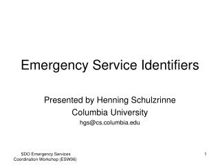 Emergency Service Identifiers