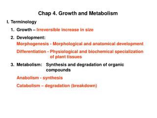Chap 4. Growth and Metabolism