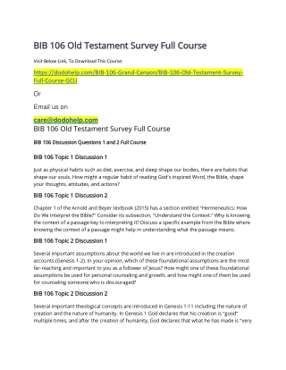 BIB 106 Old Testament Survey Full Course