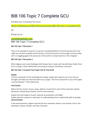 BIB 106 Topic 7 Complete GCU