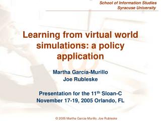 Learning from virtual world simulations: a policy application