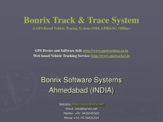 Bonrix Track &amp; Trace System A GPS Based Vehicle Tracing System (SMS, GPRS/3G, Offline)