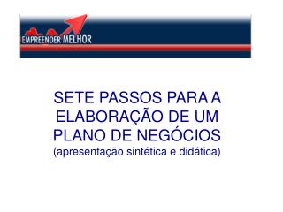 SETE PASSOS PARA A ELABORAÇÃO DE UM PLANO DE NEGÓCIOS (apresentação sintética e didática)