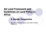 AU Land Framework and Guidelines on Land Policy in Africa