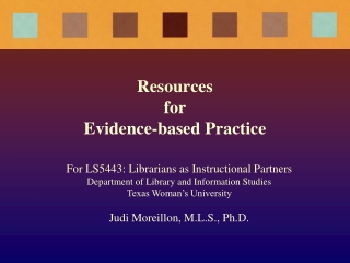 Resources for Evidence-based Practice