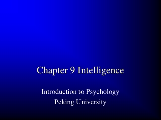 Chapter 9 Intelligence