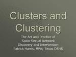 Clusters and Clustering