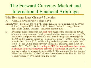 The Forward Currency Market and International Financial Arbitrage