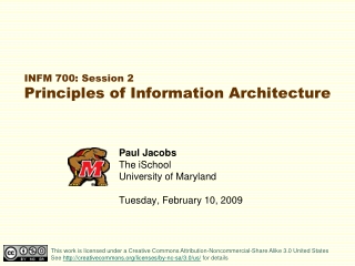 INFM 700: Session 2 Principles of Information Architecture