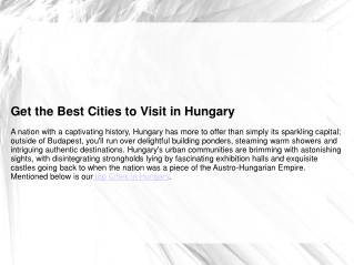 Best Cities in Hungary