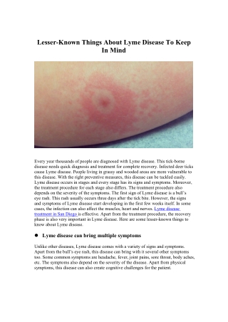 Lesser-Known Things About Lyme Disease To Keep In Mind