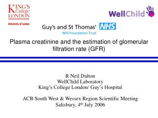 Plasma creatinine and the estimation of glomerular filtration rate (GFR)