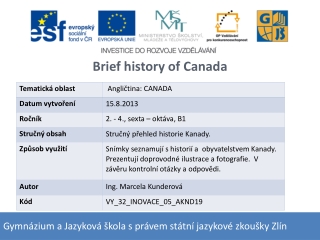 Brief h istory of Canada