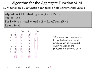 Algorithm for the Aggregate Function SUM