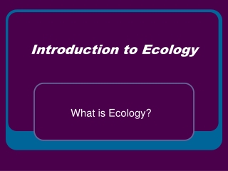 Introduction to Ecology