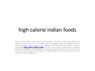 high calorie indian foods