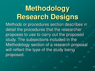 Methodology Research Designs