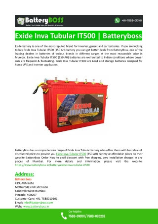 Exide Inva Tubular IT500